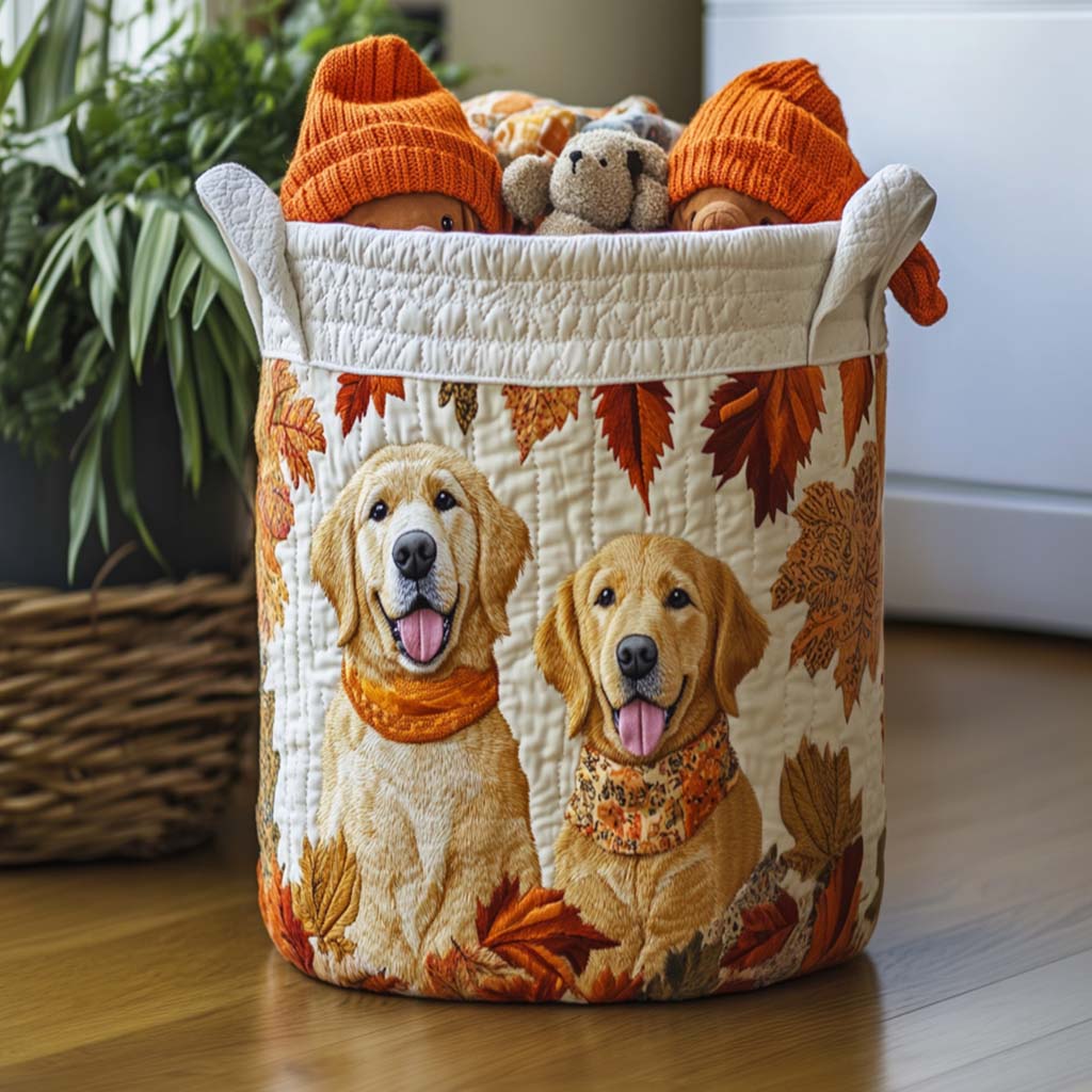 Quilted Laundry Basket with Floral Design