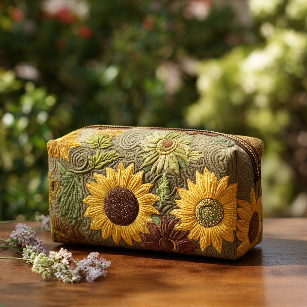Quilted Makeup Bag with Golden Field