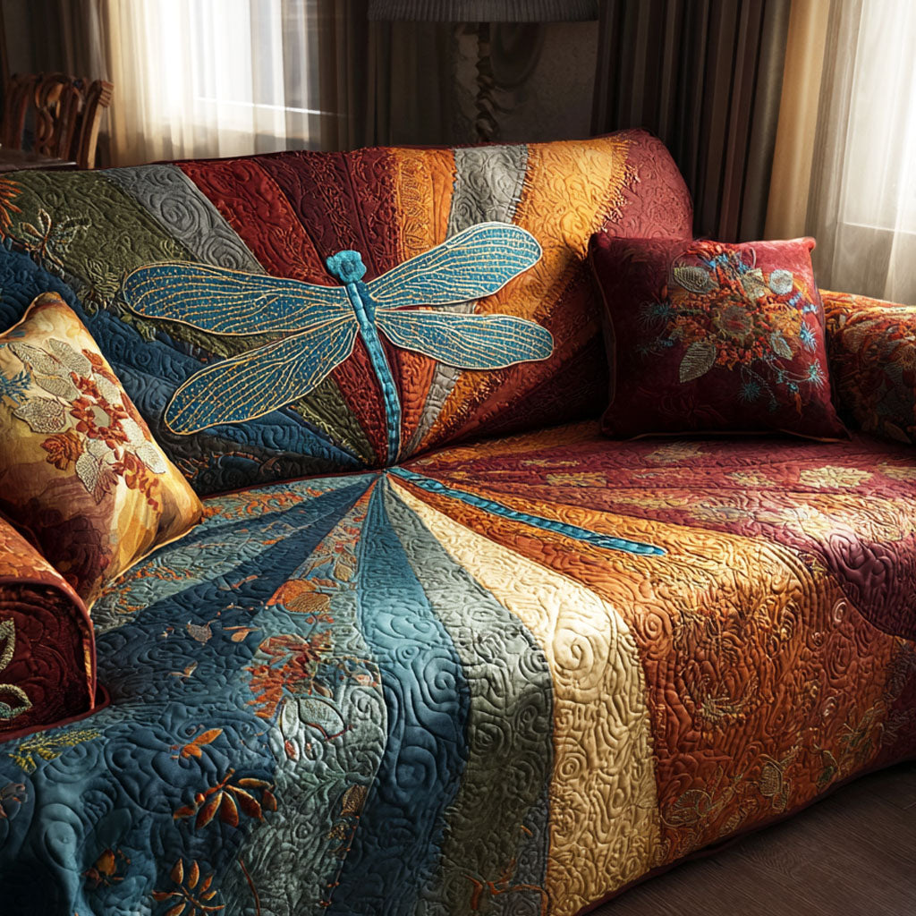 Quilted Sofa Cover – Padded Sofa Cover with Golden Horizon