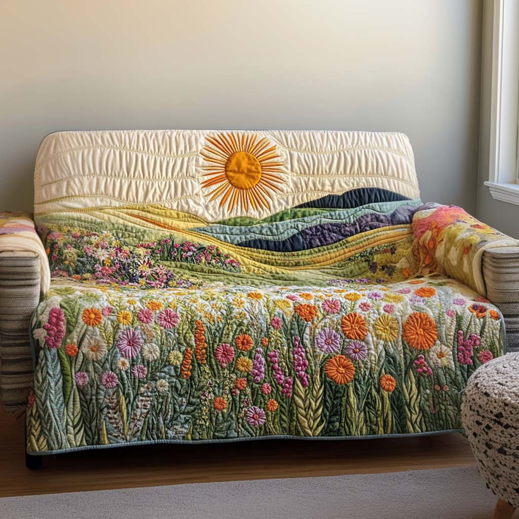 Quilted Sofa Cover with Sun Design