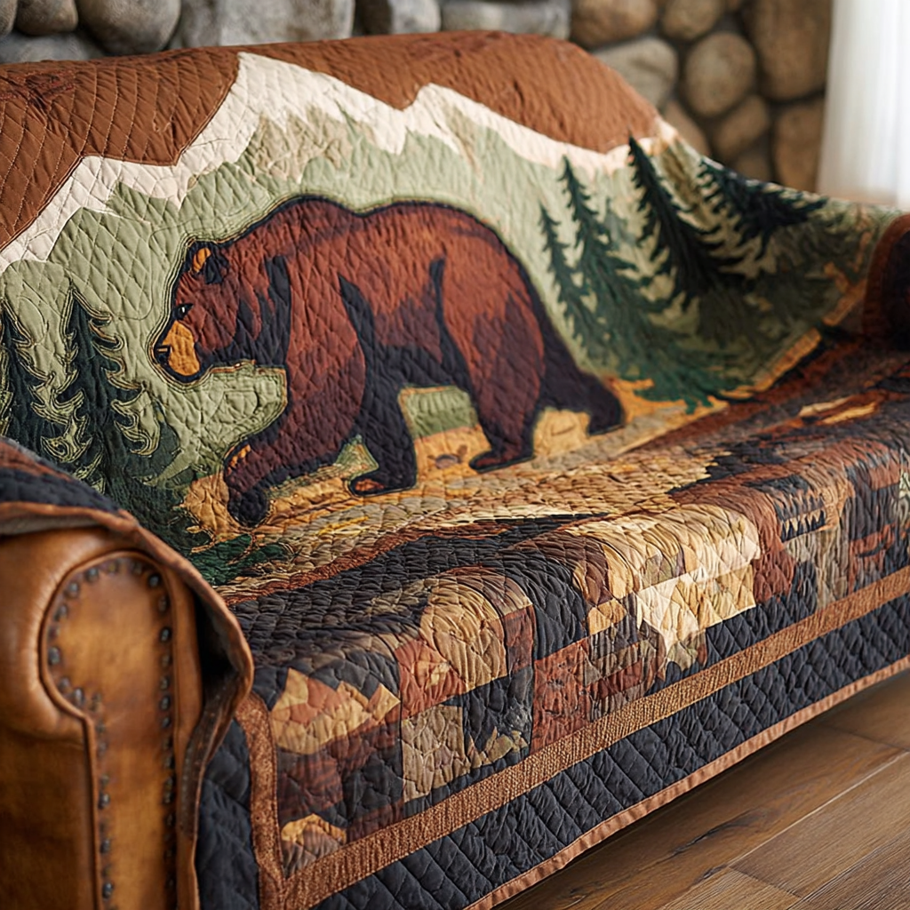 Quilted Sofa Cover – Padded Sofa Cover with Bear