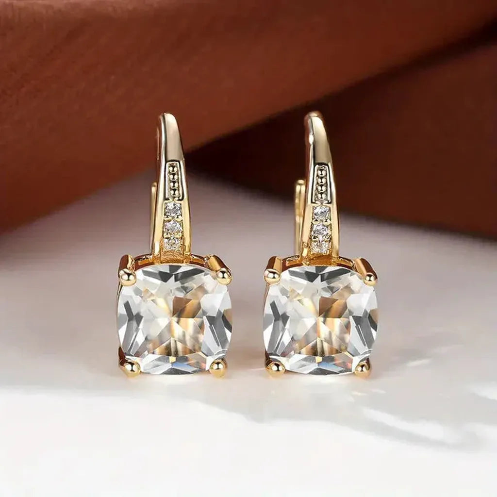 Gold Hoop Earrings with Coloured Stones