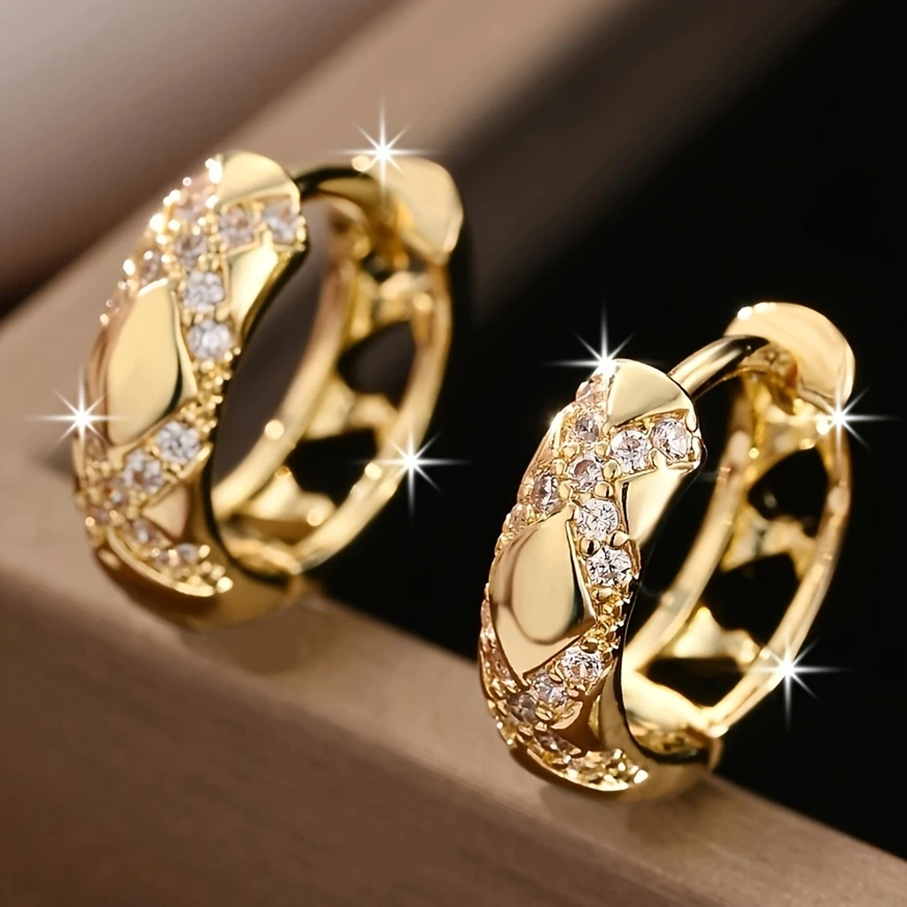 Gold Drop Earrings with Open Design
