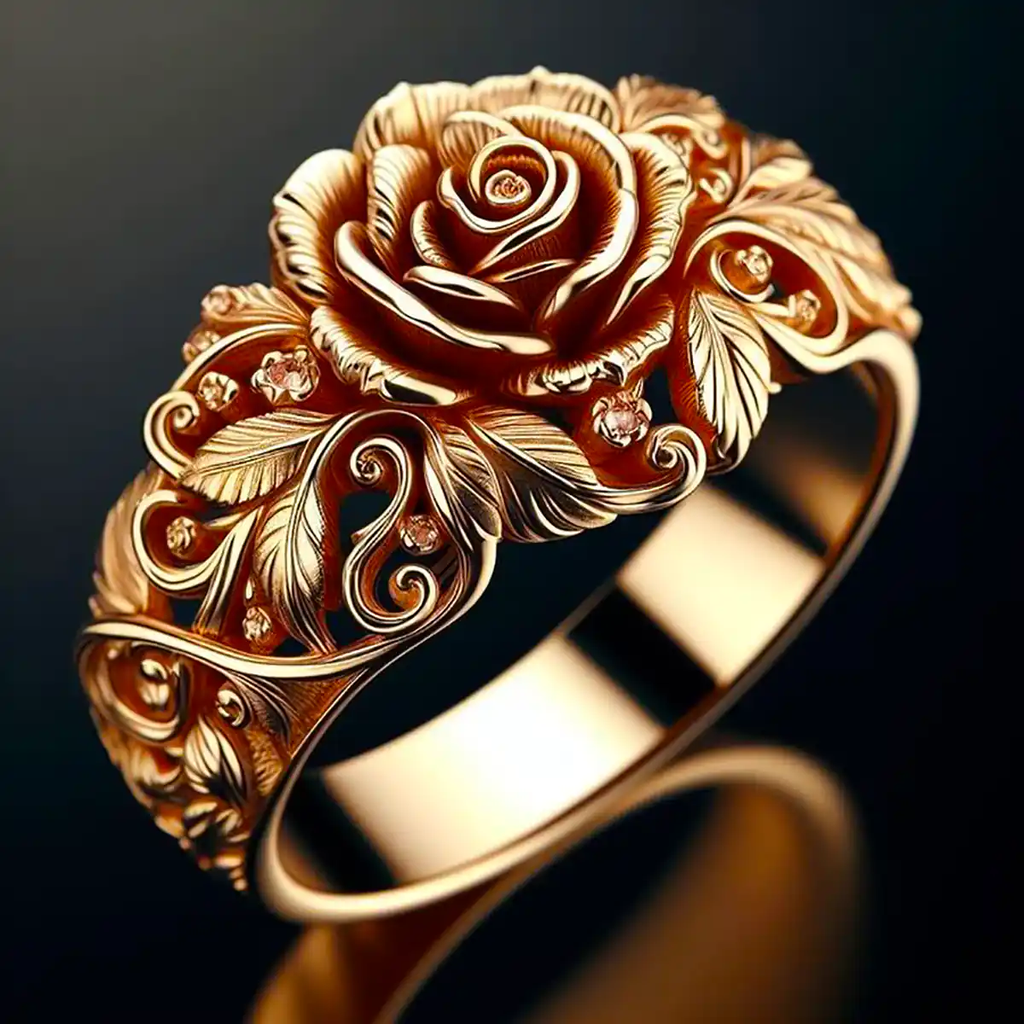 Gold Ring with Flower