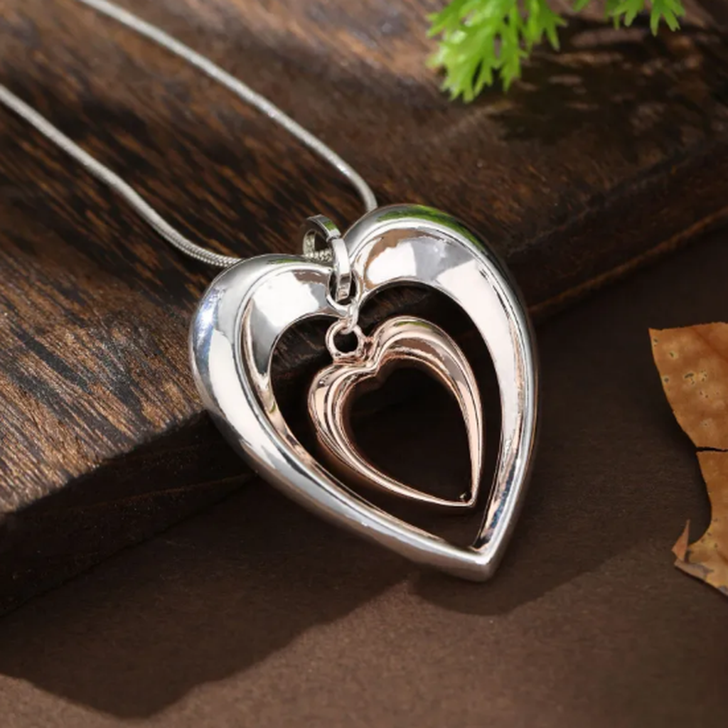 Two-Tone Necklace with Heart Pendant