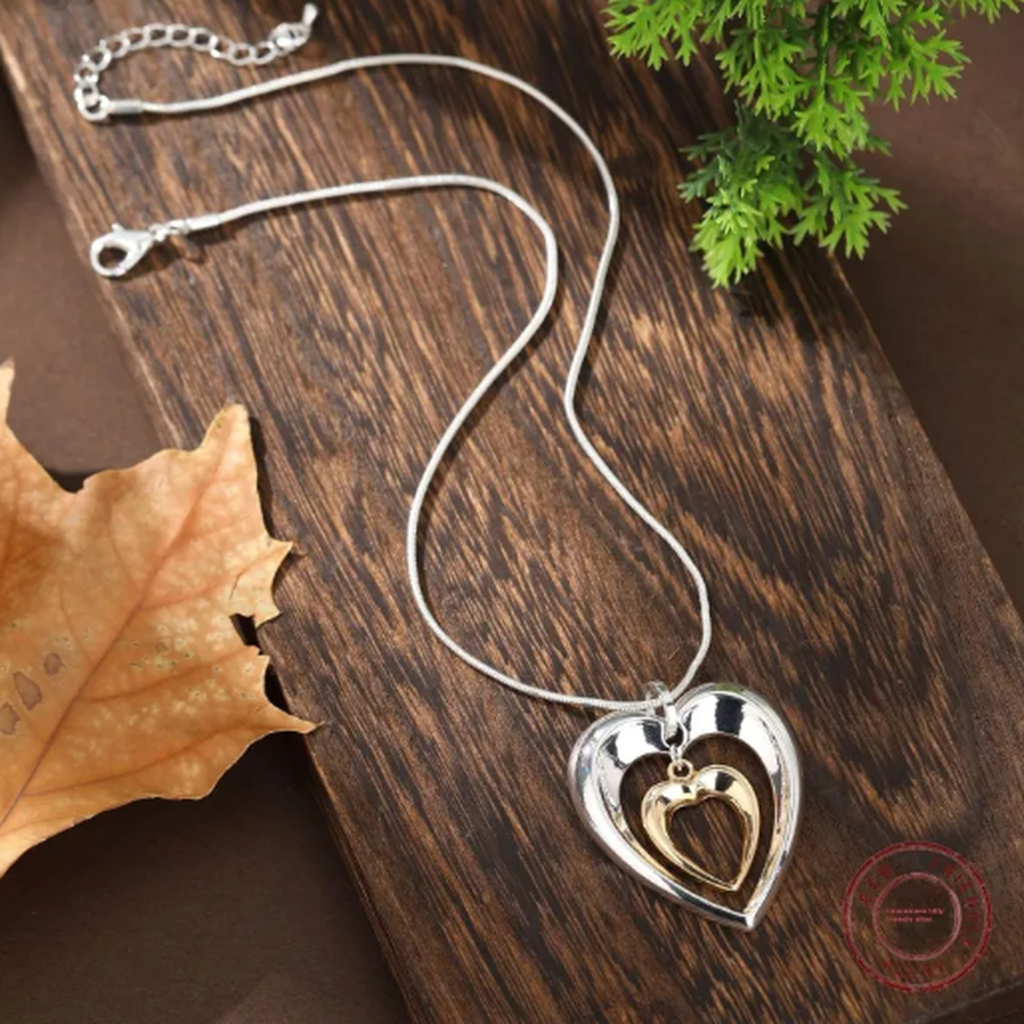 Two-Tone Necklace with Heart Pendant