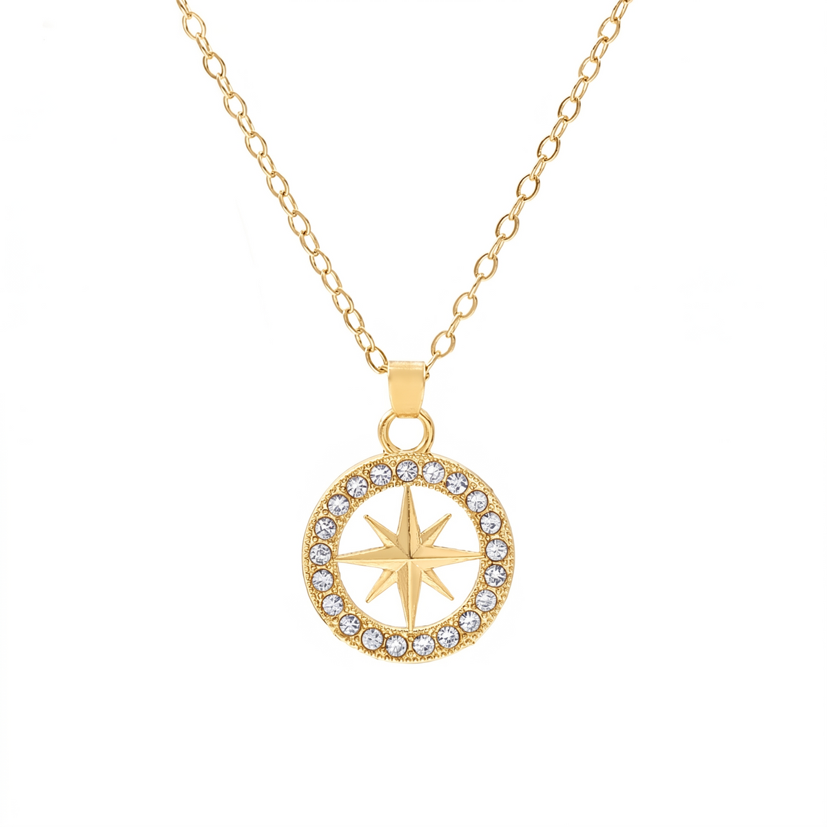 Necklace with North Star Pendant | White Gold