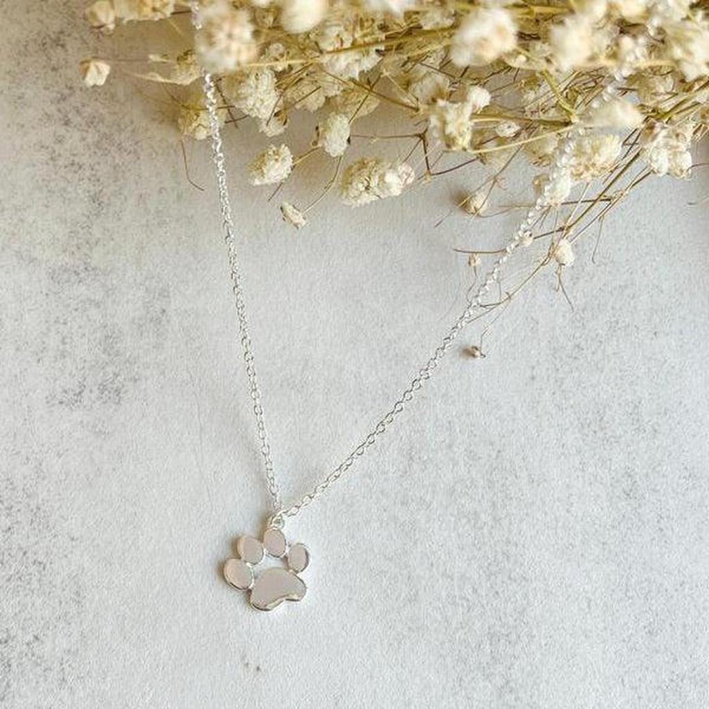 Necklace with Paw in White Gold in Stainless Steel