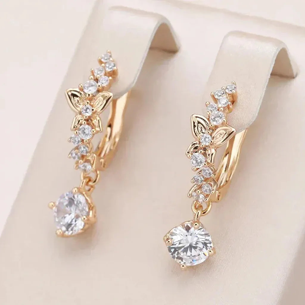 Drop Earrings in Gold with Zirconia