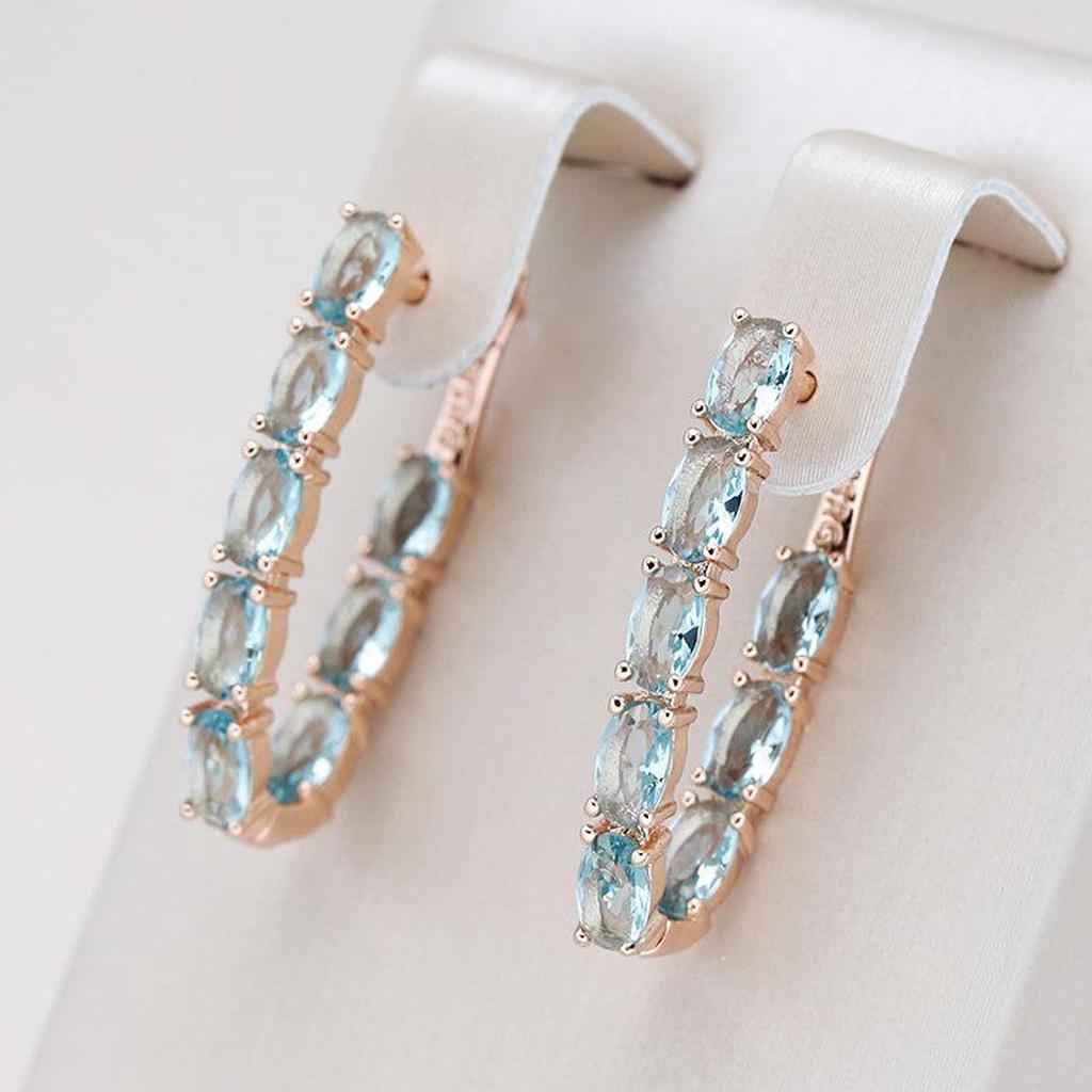 Drop Earrings with Turquoise and Zirconia in Gold