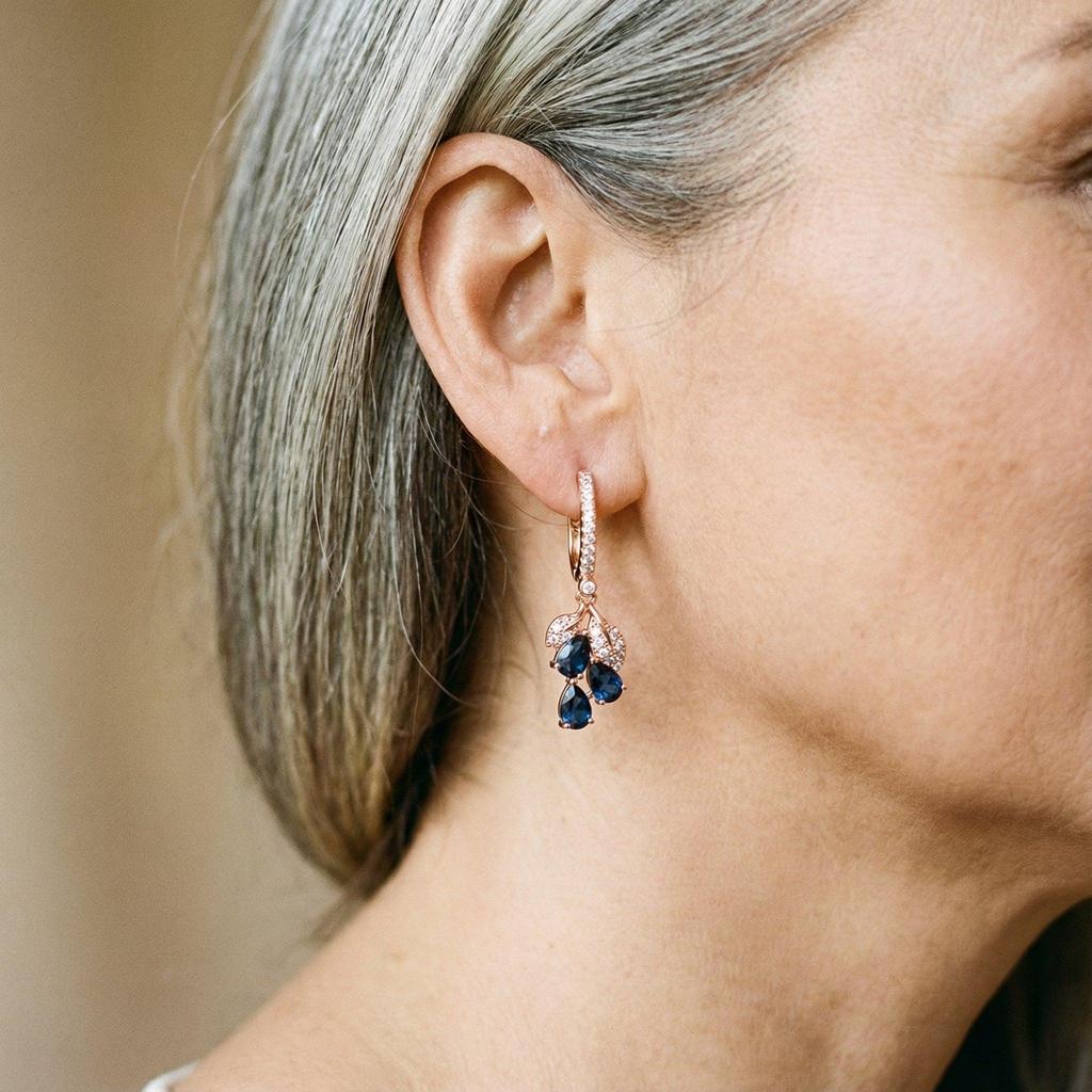Drop Earrings with Blue Crystals