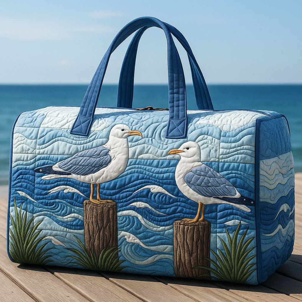 Quilted Travel Bag – Seagulls at the Harbour