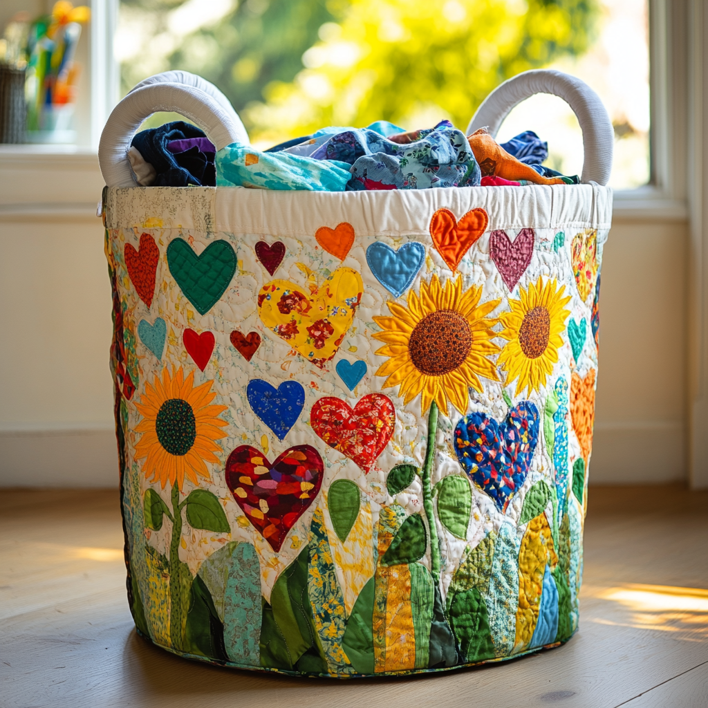 Quilted Laundry Basket in Country Style
