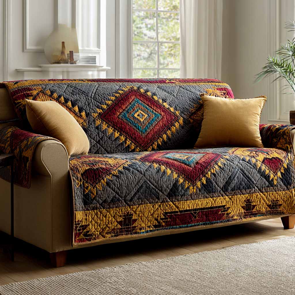 Quilted Sofa Cover – with Classic Diamond Pattern