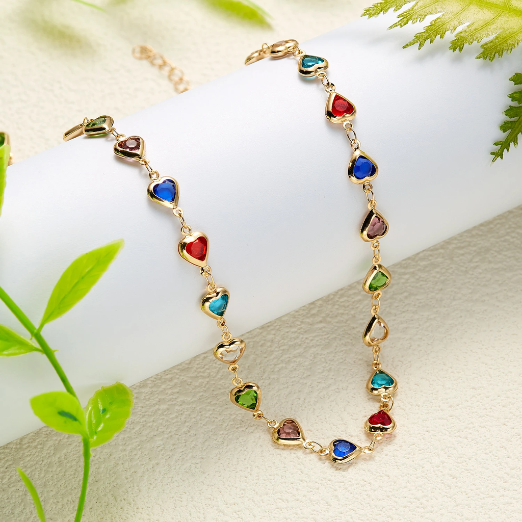 Heart Necklace in Multicoloured Crystal