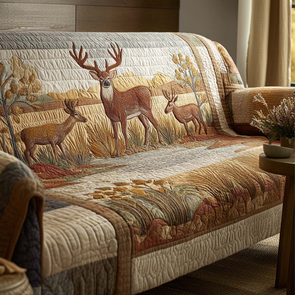 Quilted Sofa Cover with Hidden Deer