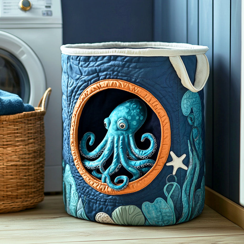 Quilted Laundry Basket with Maritime Design
