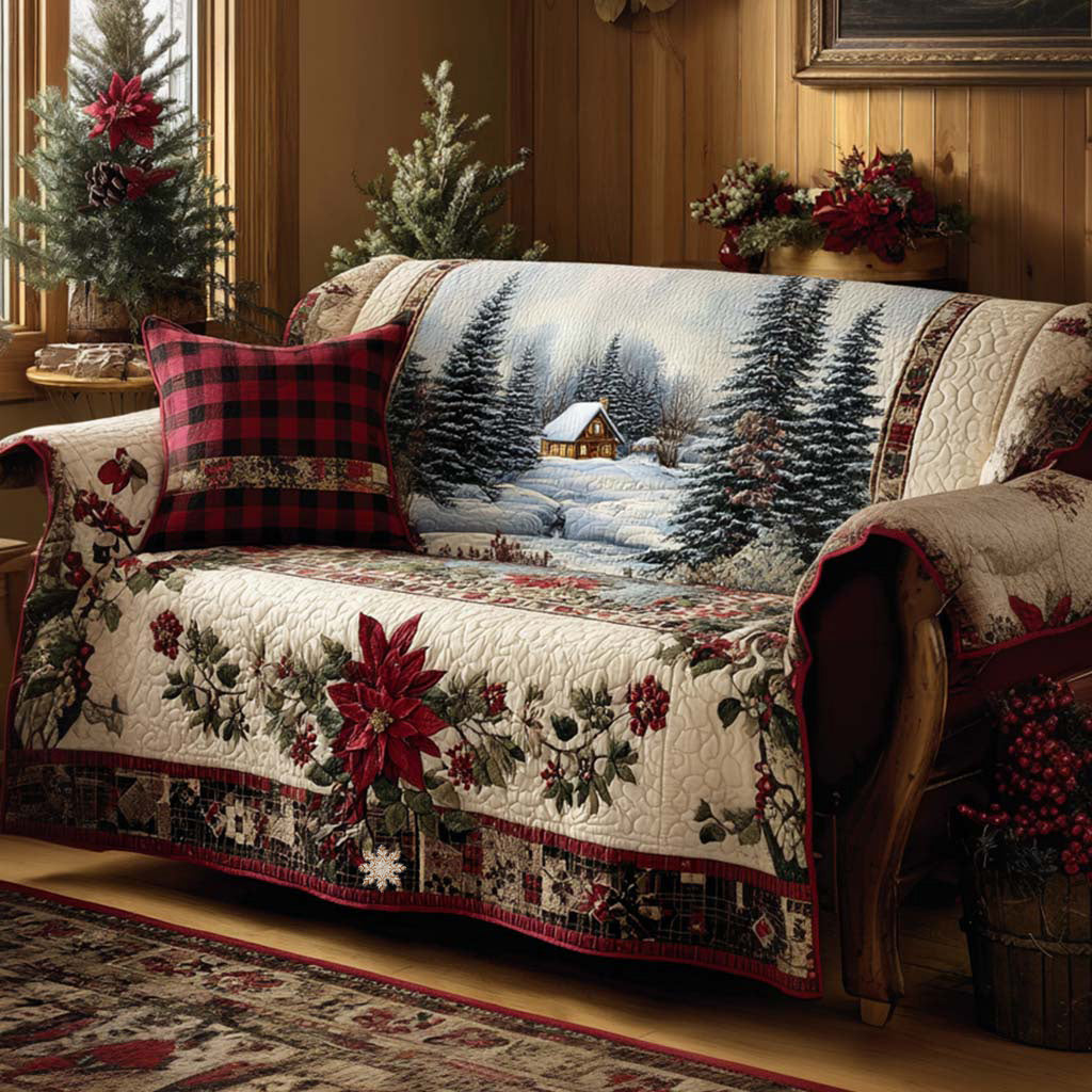 Quilted Sofa Cover with Festive Pattern