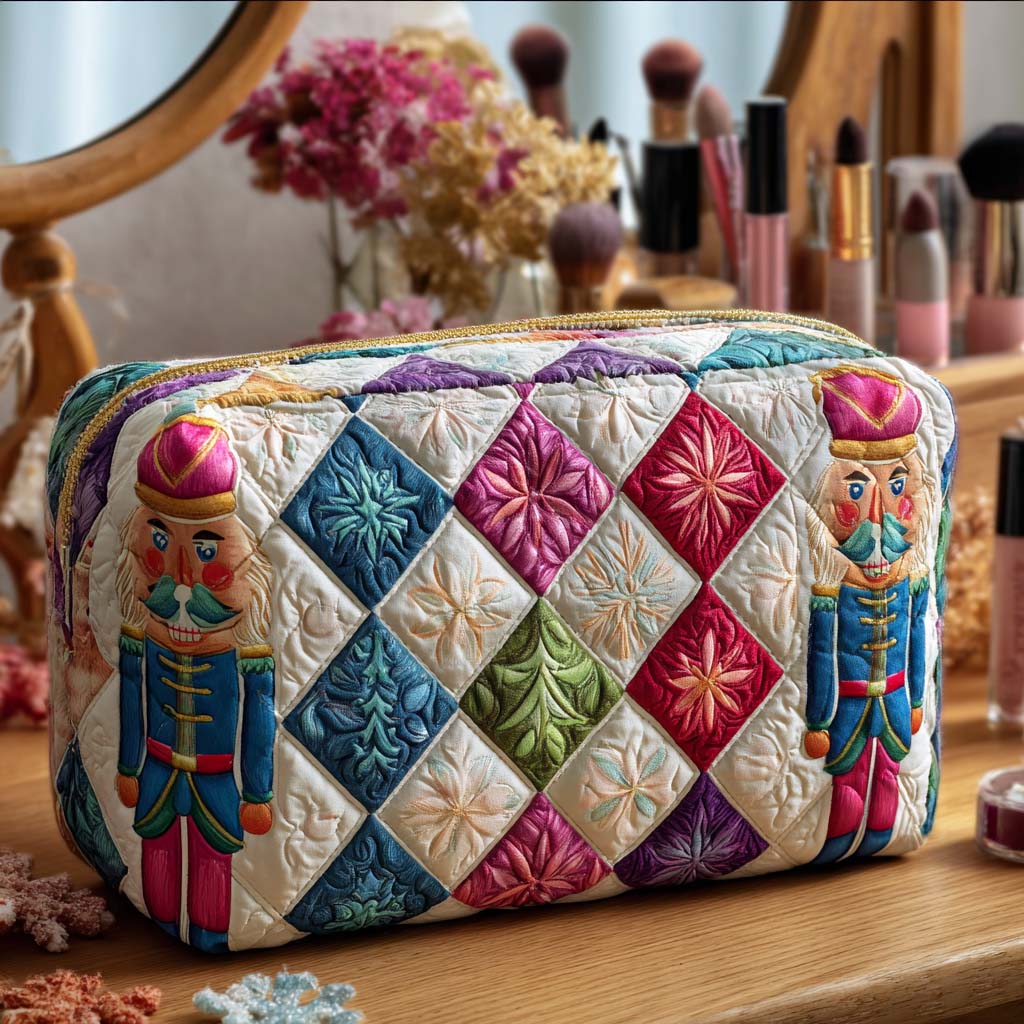 Quilted Makeup Bag with Christmas Soldier