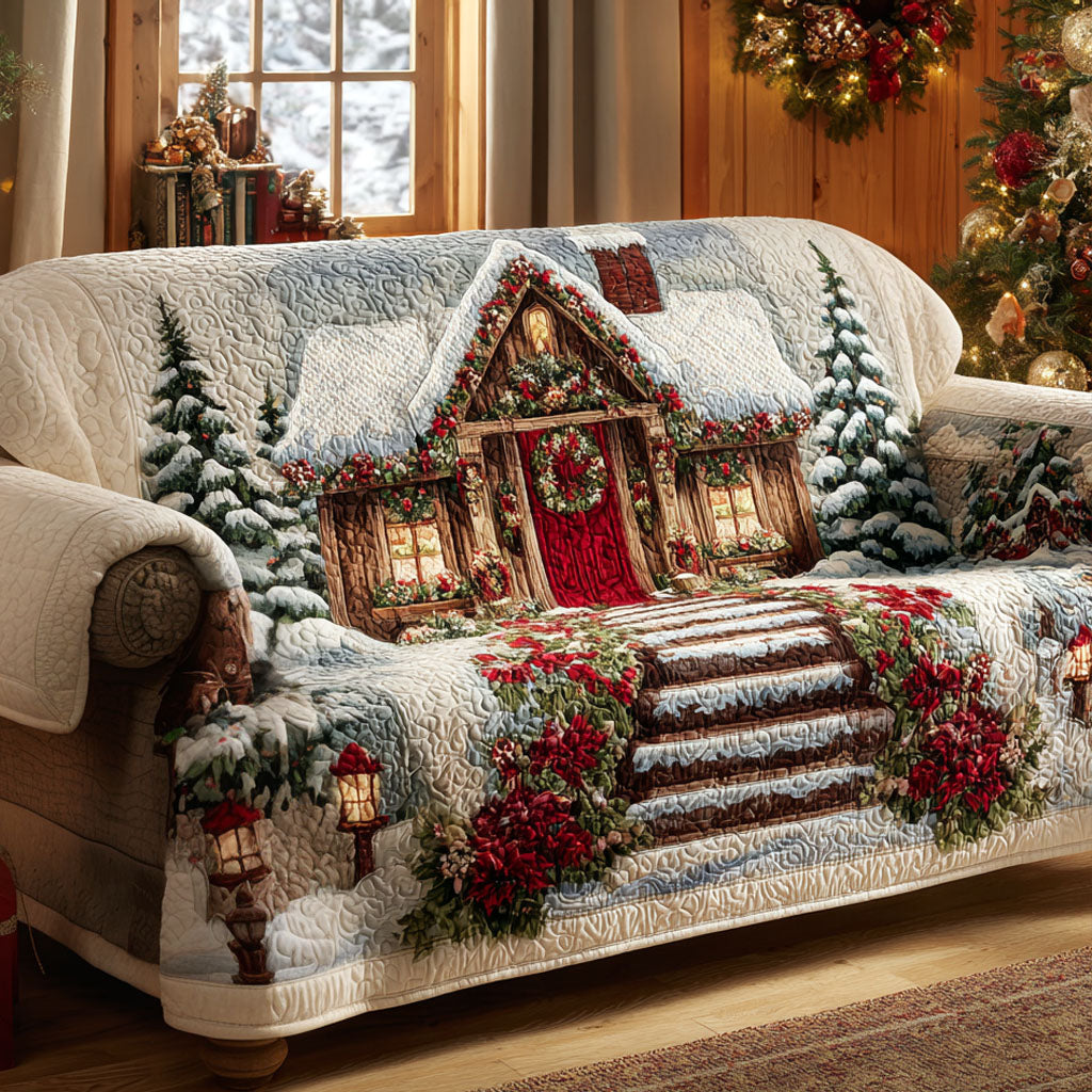 Quilted Sofa Cover with Festive Greeting
