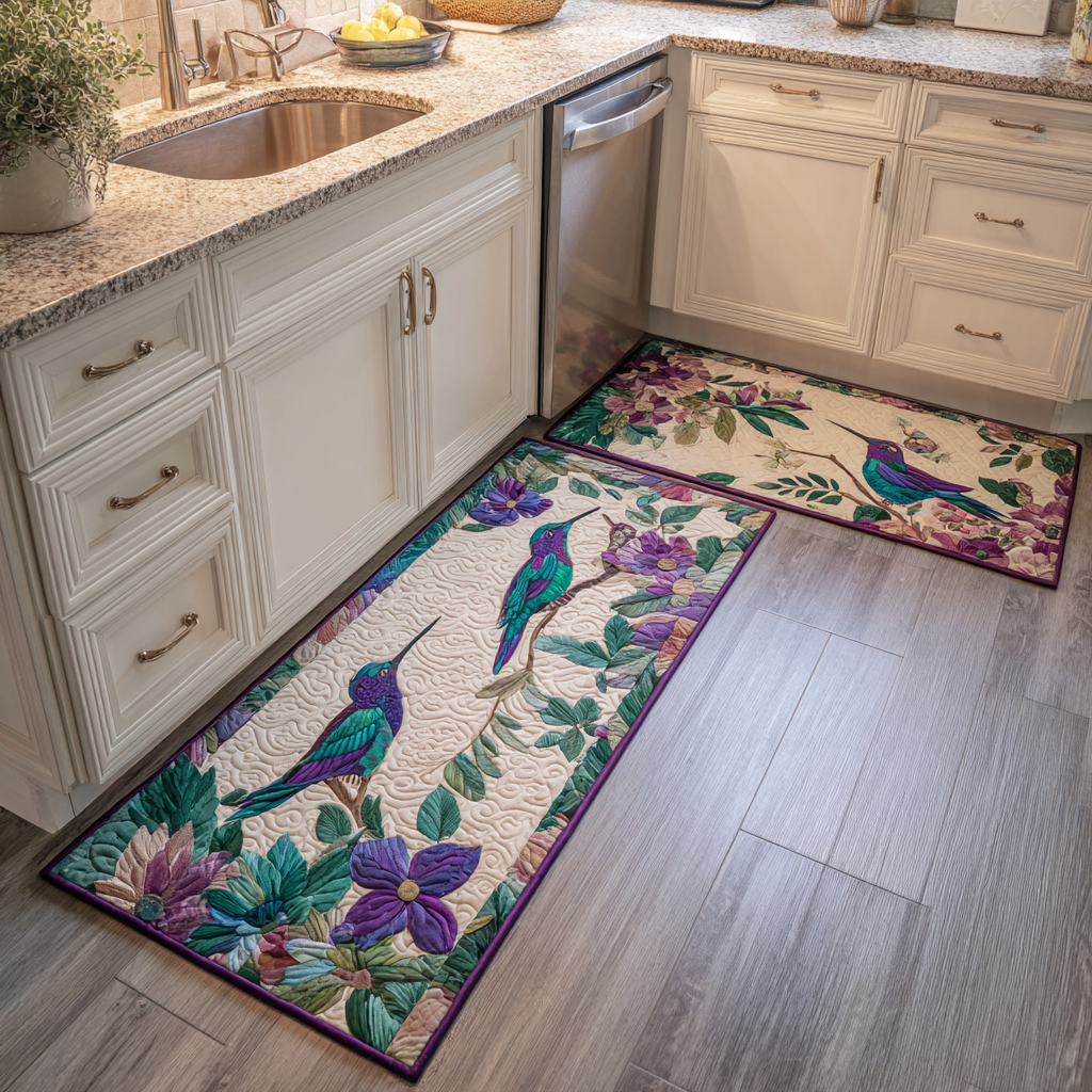 Non-Slip Kitchen Rug – Hummingbird and Light Atmosphere