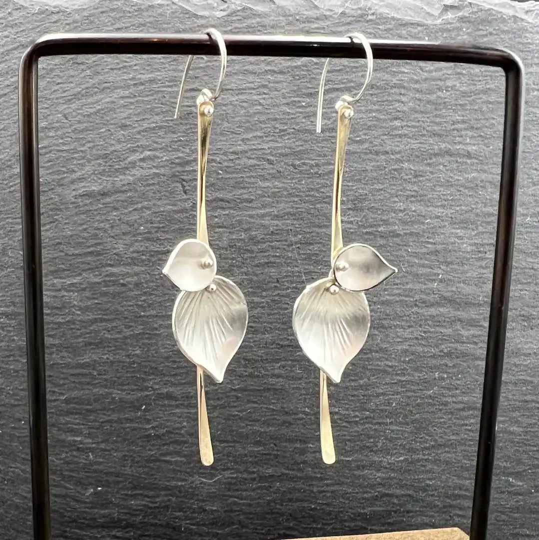 Drop Earrings with Silver Leaves
