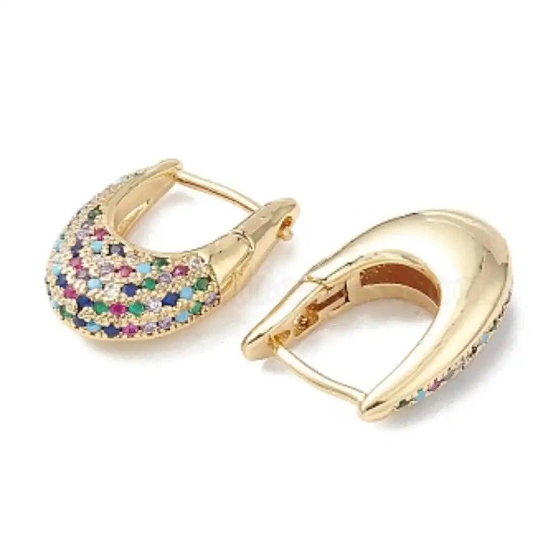 Hoop Earrings with Colourful Zirconia