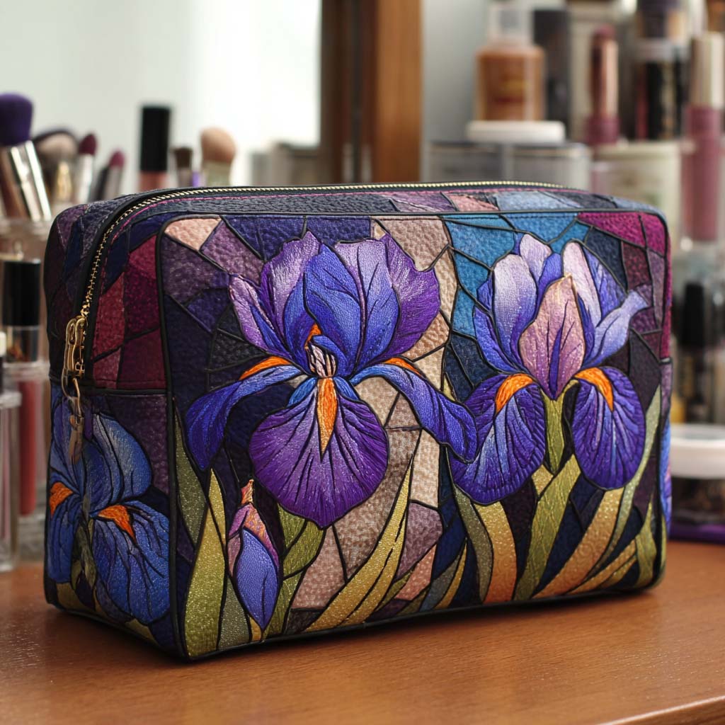 Quilted Makeup Bag with Floral Motif