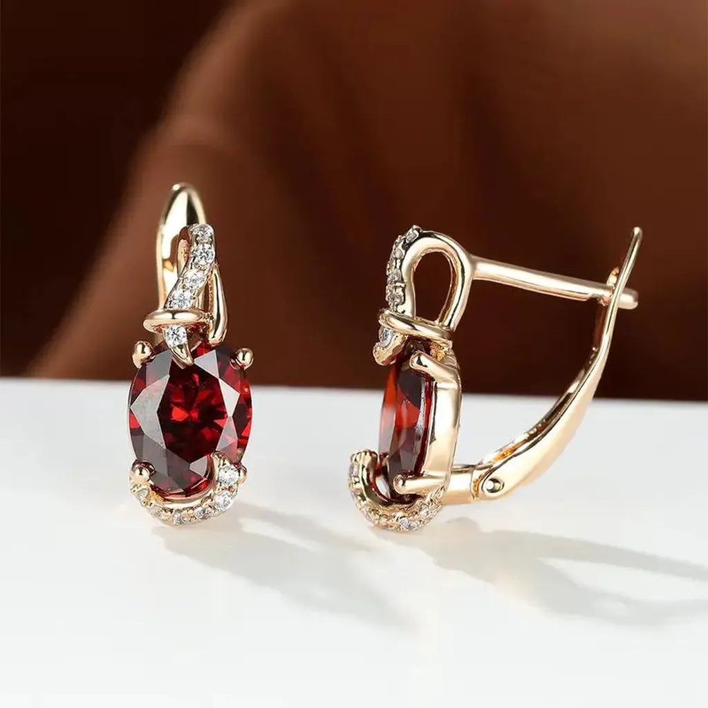 Drop Earrings “Crimson Dusk” | Gold