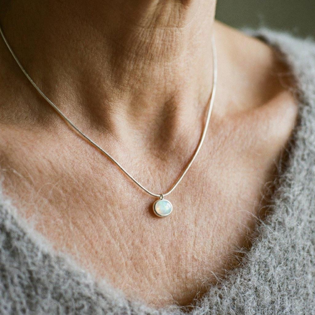 Classic Necklace with Pendant in White Gold