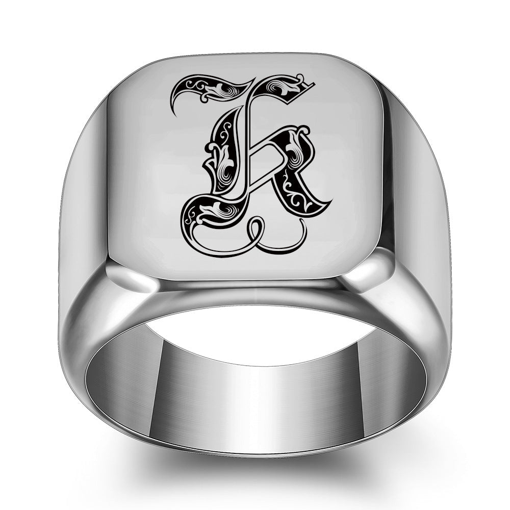 Classic Initial Ring | White Gold