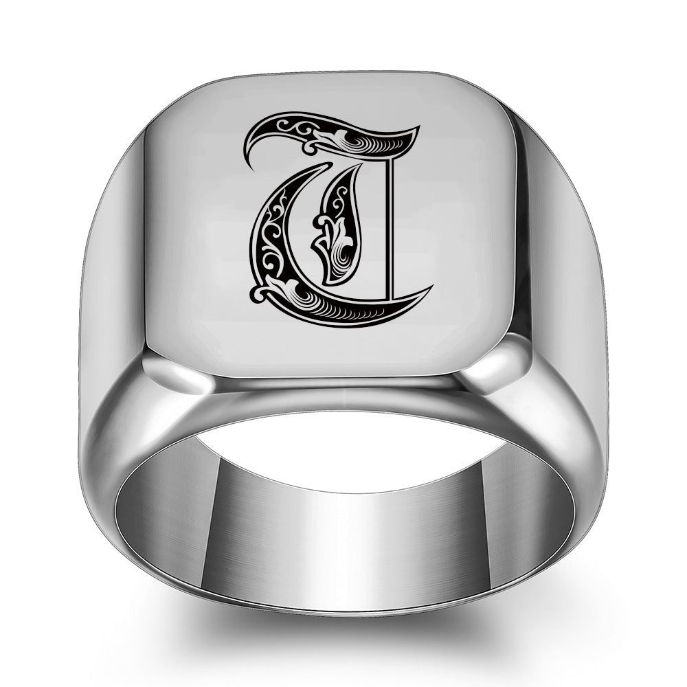 Classic Initial Ring | White Gold