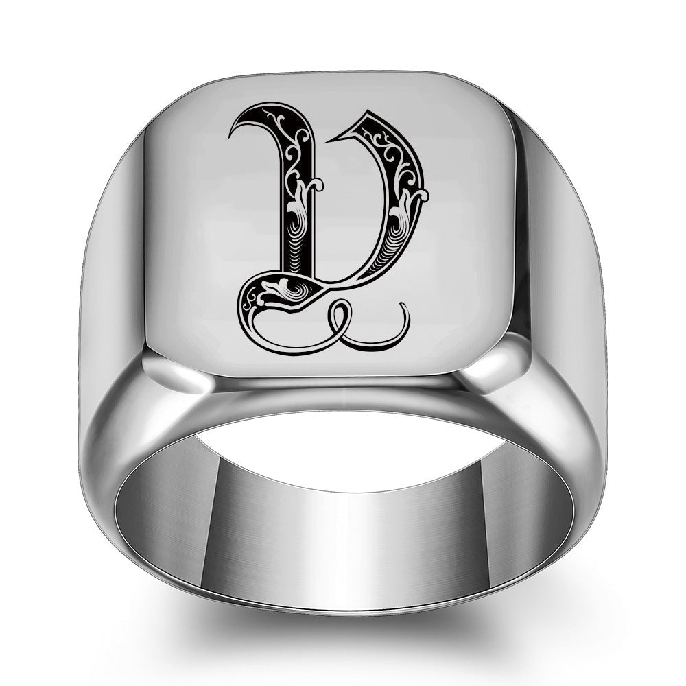 Classic Initial Ring | White Gold