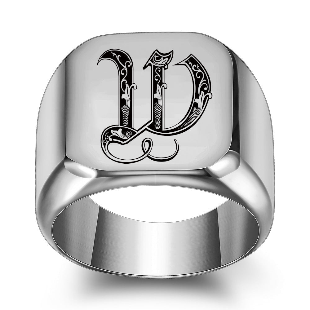 Classic Initial Ring | White Gold