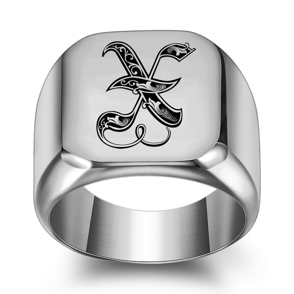 Classic Initial Ring | White Gold