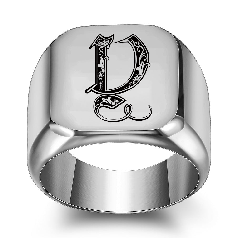 Classic Initial Ring | White Gold