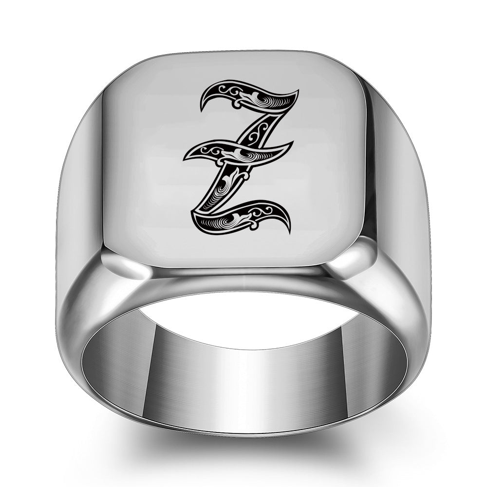 Classic Initial Ring | White Gold