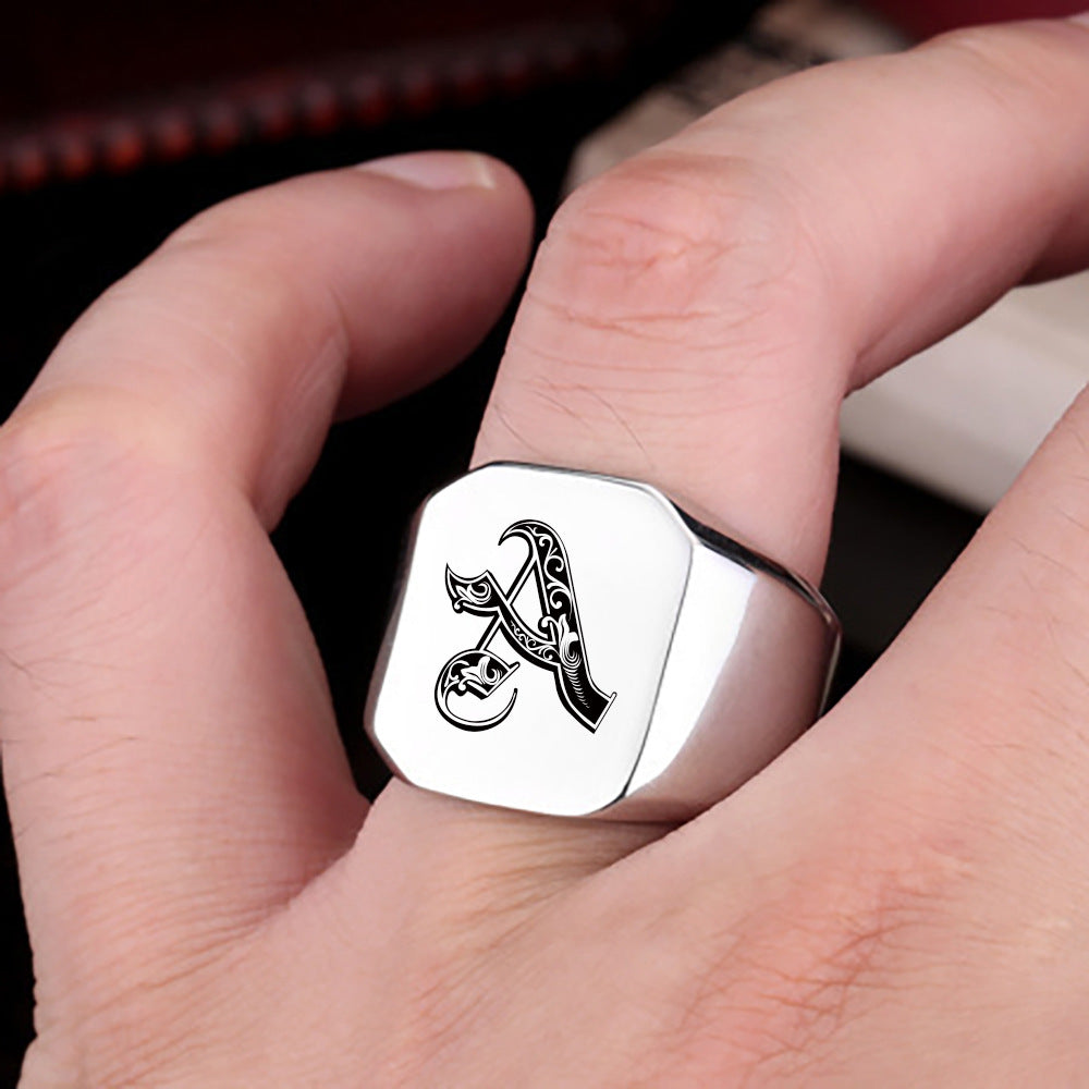 Classic Initial Ring | White Gold