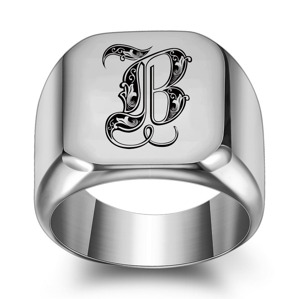 Classic Initial Ring | White Gold