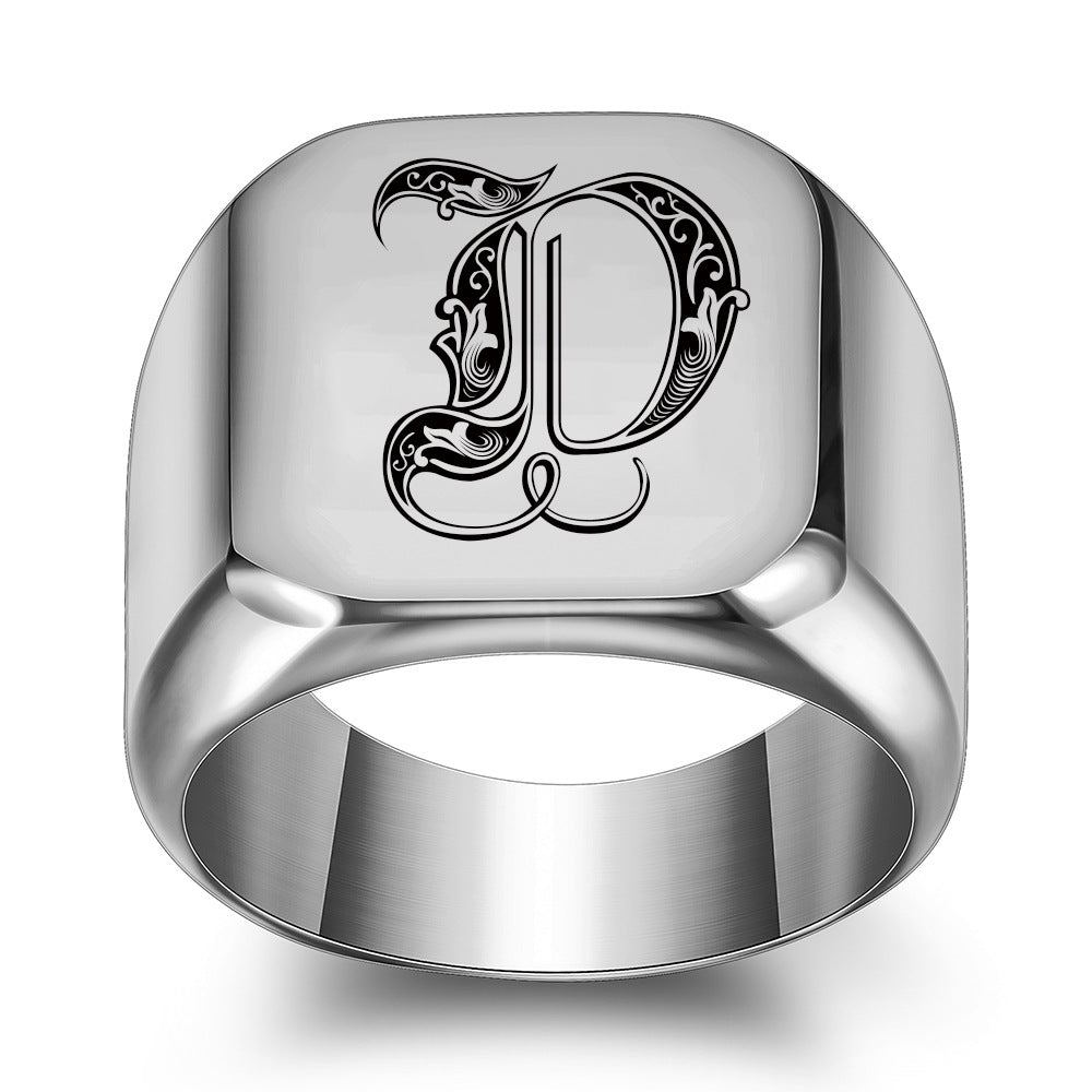 Classic Initial Ring | White Gold