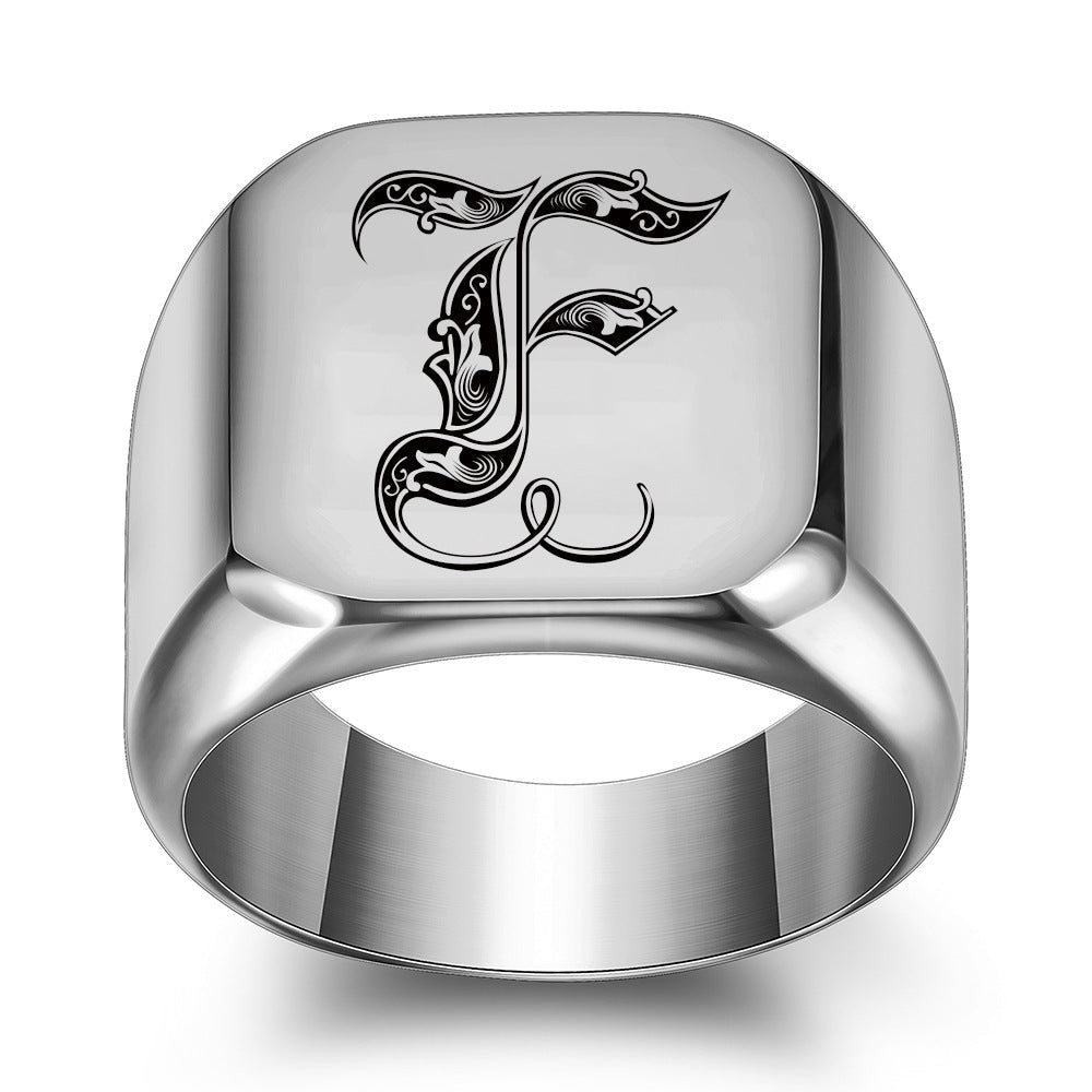 Classic Initial Ring | White Gold