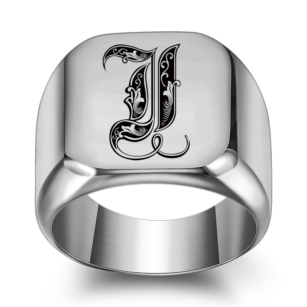 Classic Initial Ring | White Gold