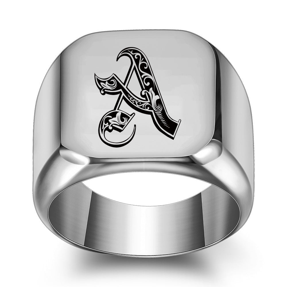 Classic Initial Ring | White Gold