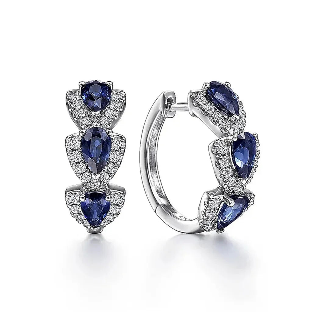 Royal Sapphire Crest Earrings | White Gold