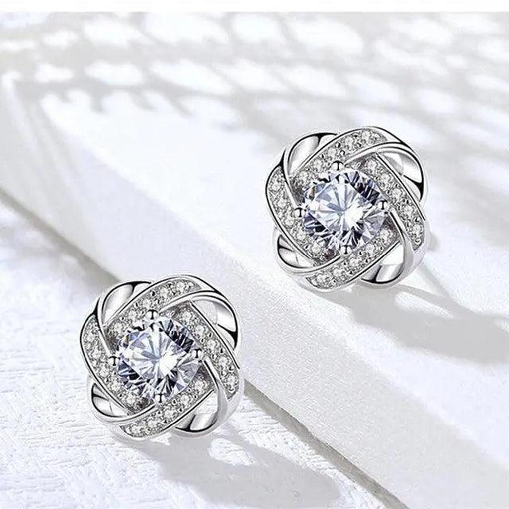 Cross Earrings with Floral Pattern