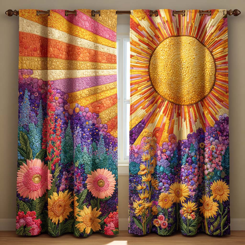 Quilted Curtains – Lavender Sunrise Glow