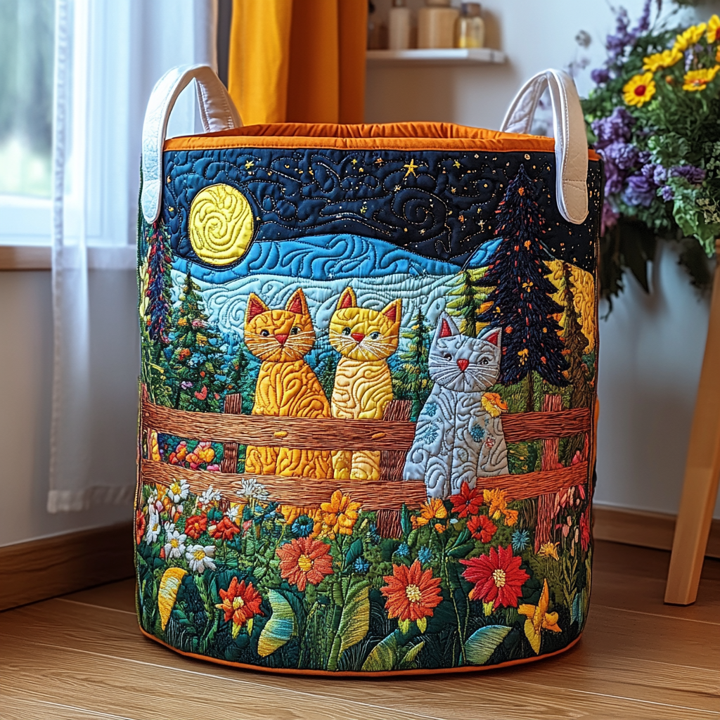Quilted Laundry Basket in Cat Shape
