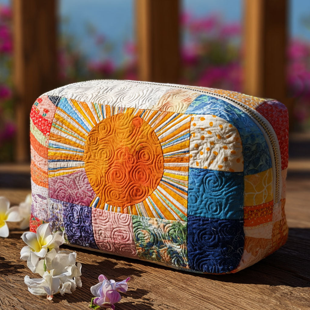Quilted Makeup Bag with Delicate Sun