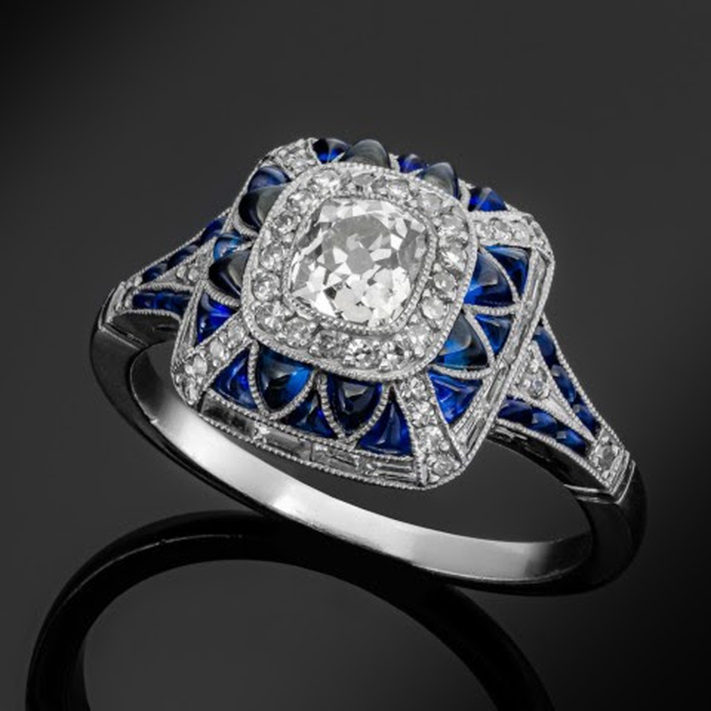 Luminous Blue Square Ring