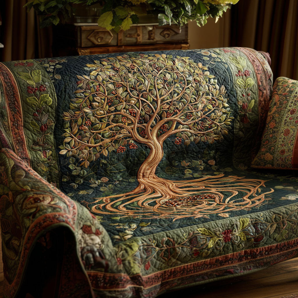 Quilted Sofa Cover with Natural Roots